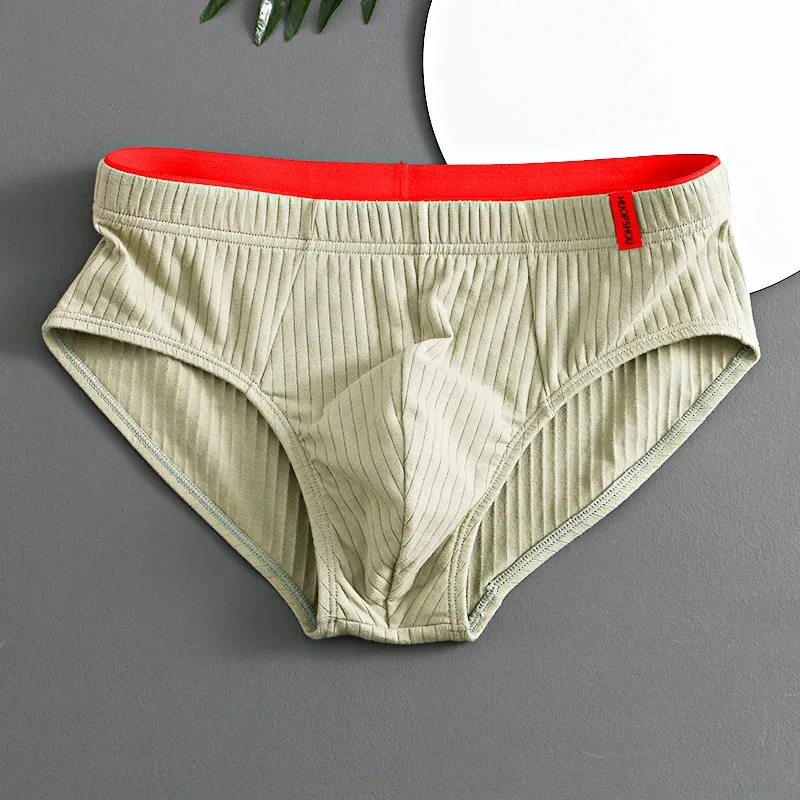 1/3PCS 남자 팬티 중반 허리 탄성 부드러운 통기성 방부제 U 볼록 스트라이프 솔리드 컬러 캐주얼 남자 속옷 속옷 남자 — image 11