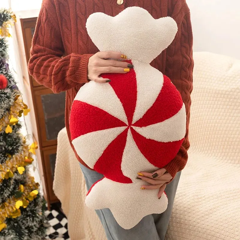 Klassische Weihnachtsserie, Dekokissen, Süßigkeiten, Lutscher, Schneeflocke, Weihnachten, Zepter, Kugeln, Puppe, weiches Sofakissen, Festival-Heimdekoration — image 7