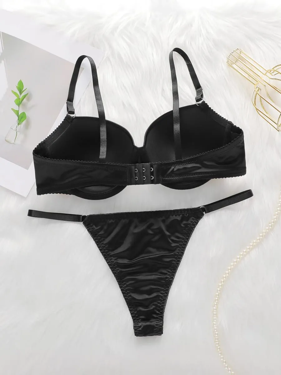 The Best-selling Sexy Gathering Solid color bra underwear with adjustable waist circumference Two-piece Women Underwear Set 2374 — image 2