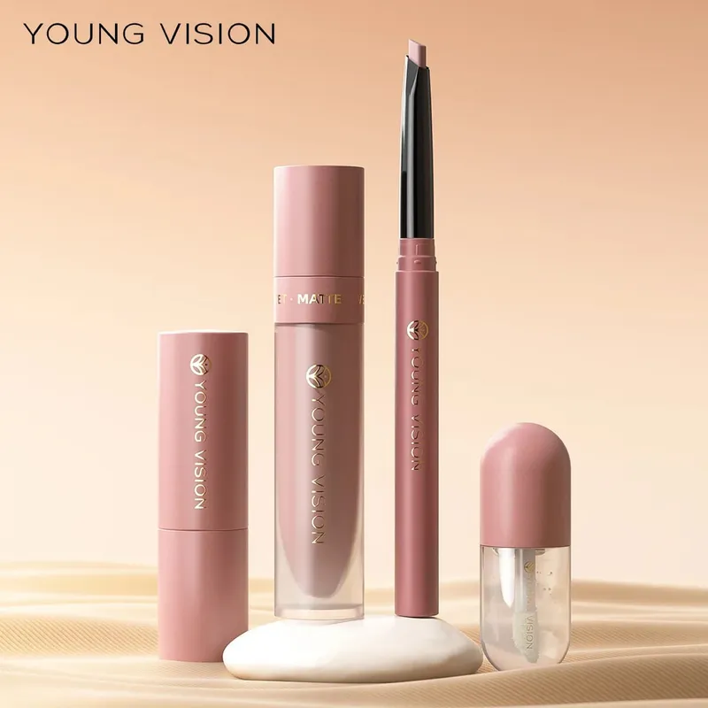 Set 4Pcs Lip Makeup Kit Liner Lipstick Liquid Lip Oil 8 Colors Optional Matte Velvet Lip for Daily Party Makeup — image 5