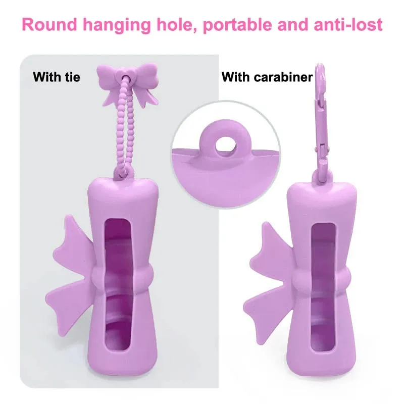 Bow Candy Peanut Shape Silikon Penutup Gincu Rantai Kunci Beg Simpanan Gincu Warna Pepejal Pemegang Balsem Bibir Ringan — image 2