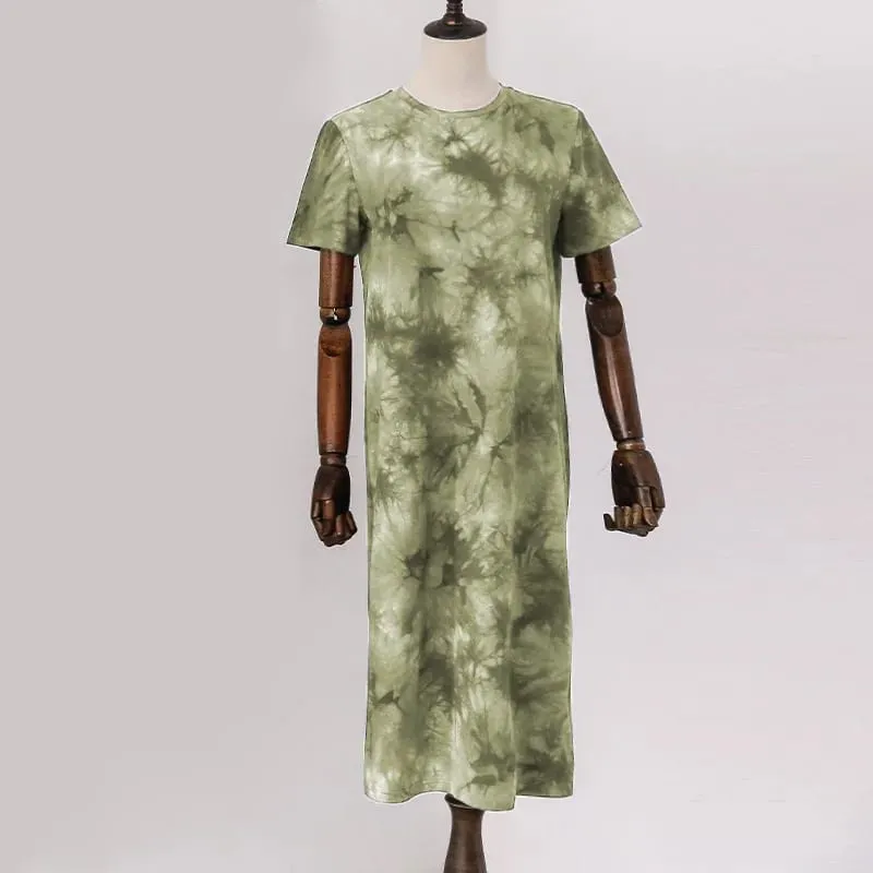 Original Casual 94% Cotton Summer Women's Dresses Solid Short Sleeve Spilt Long Midi Dress Fashion Sundress Female Clothing — image 10