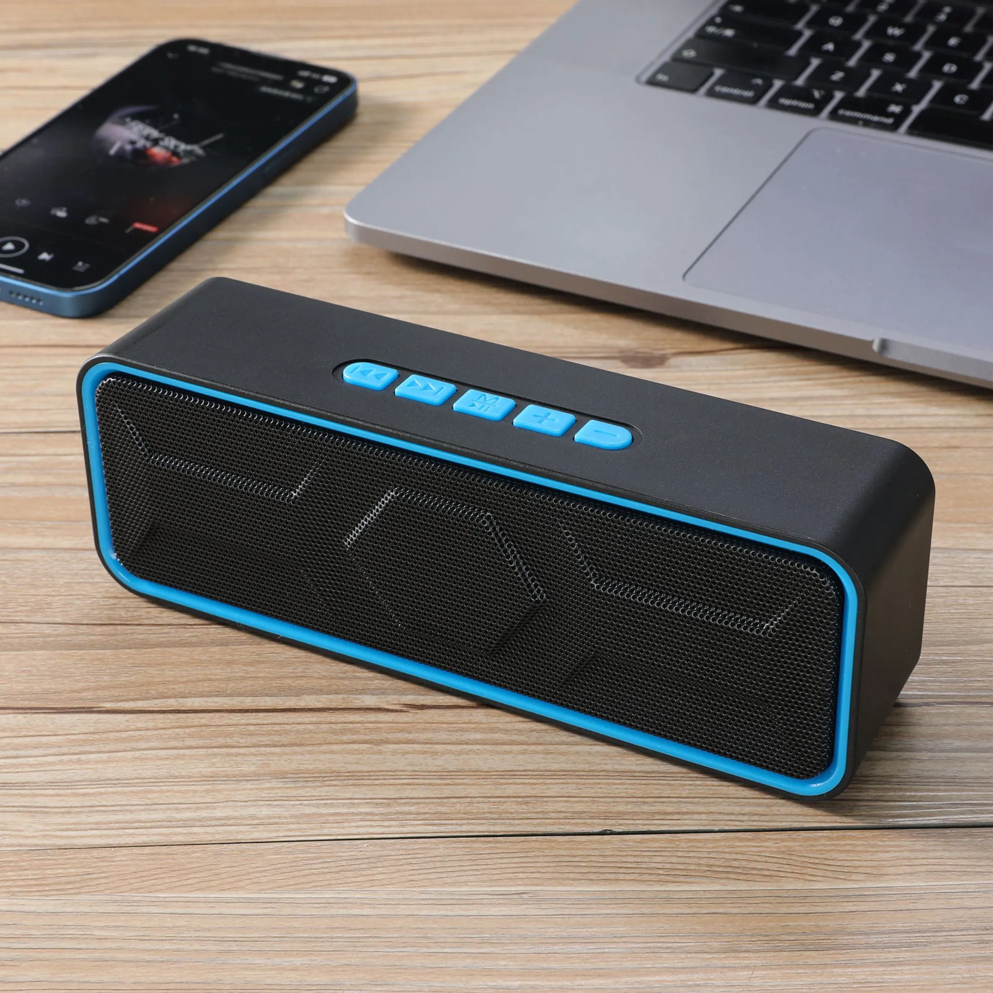 ลำโพงบลูทูธแบบพกพาไร้สาย 10W Dual Driver สเตอริโอเบส TWS FM TF USB AUX แฮนด์ฟรี BT 5.0 10H บ้านปาร์ตี้กลางแจ้ง — image 2