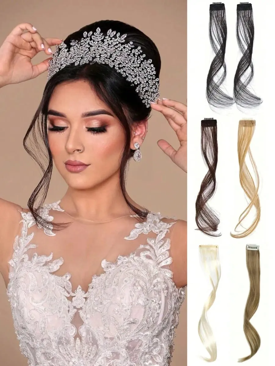 ยาวด้านข้าง Bangs 2 PCS สังเคราะห์ชุดหยักลอนคลิปในผ้าม่าน Bangs ด้านหน้า Bangs Face-Framing ไฮไลท์สำหรับสตรี — image 2