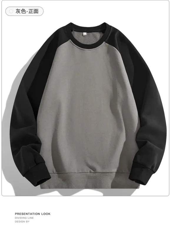 Spring Autumn Men's Sweatshirts Fashion Patchwork Long Sleeve O-Neck Loose Streetwear Pullovers Casual Hoodies Sweatshirt Men — image 11
