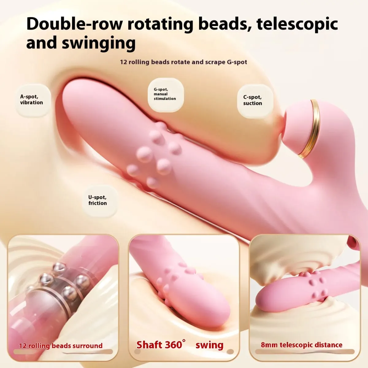 vibratore per le donne tallone telescopica pistola di spinta succhiare il clitoride vibratore ricarica usb giocattolo adulto del sesso dildo stimolatore del punto g vibra — image 5