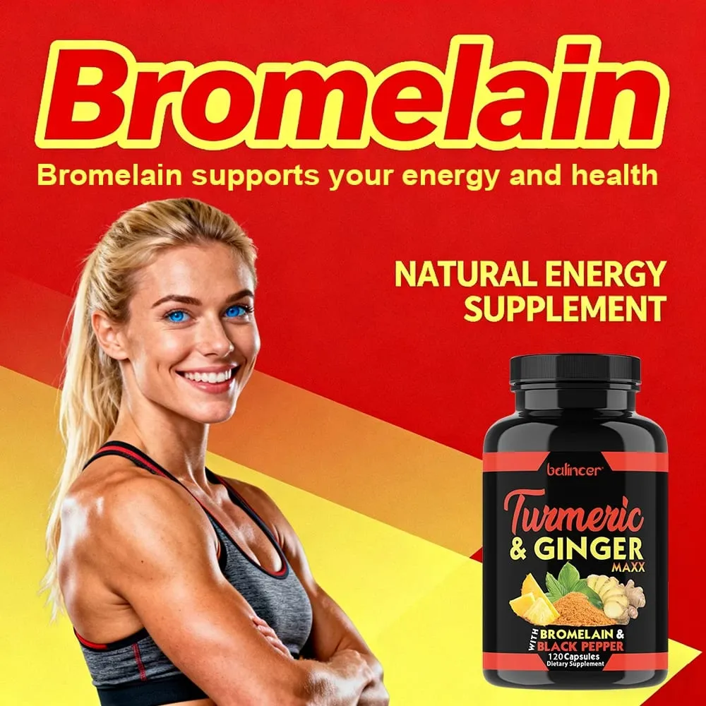 Capsules de curcumine de curcuma biologique avec gingembre, soutien des articulations, muscles, cardiovasculaire, cognitif, digestif et bien-être immunitaire — image 3