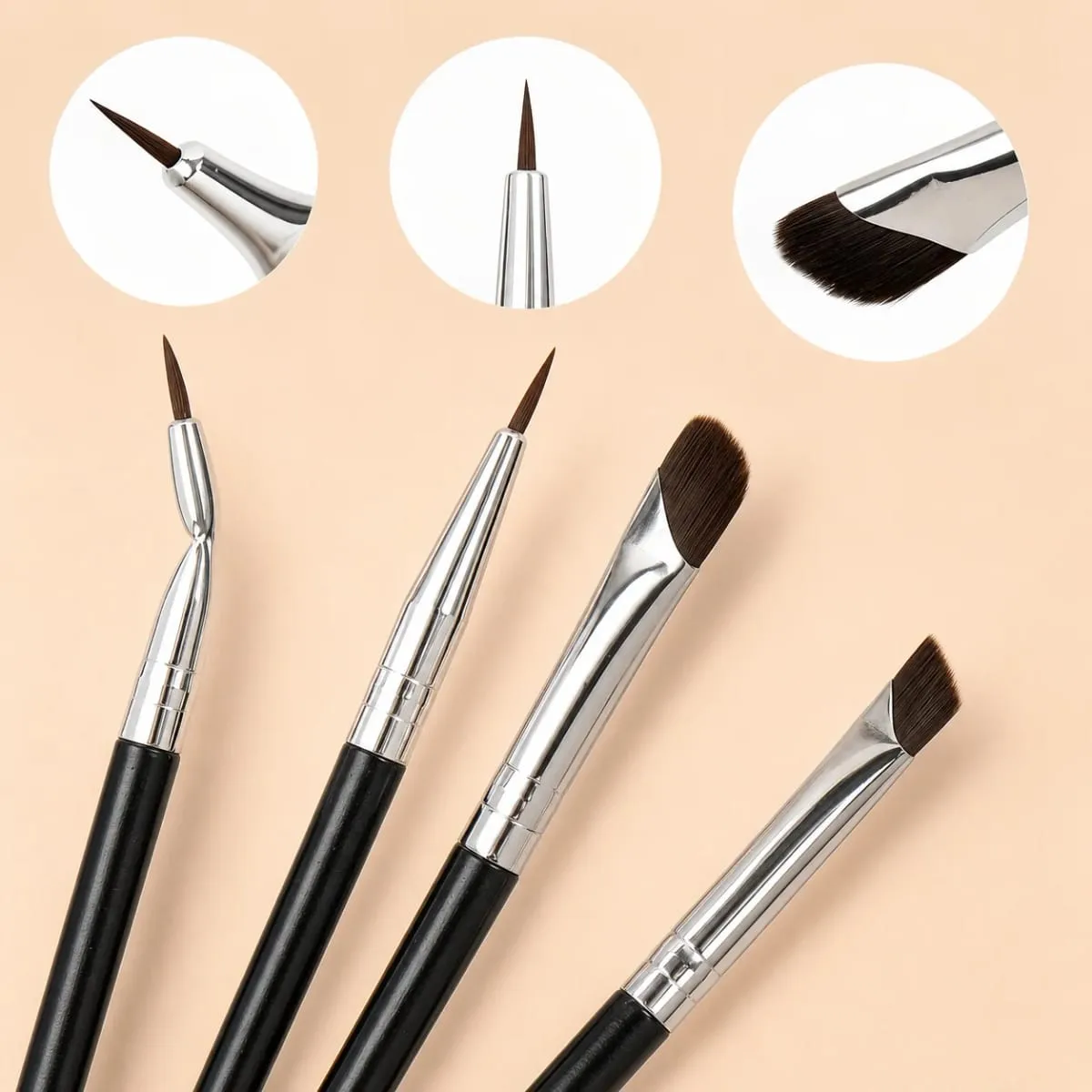 5/7 darabos Precision szemsmink ecsetkészlet | Scythe & Angled Eyeliner szemöldökkefék hosszú nyelű, megfordítható kialakítással — image 5