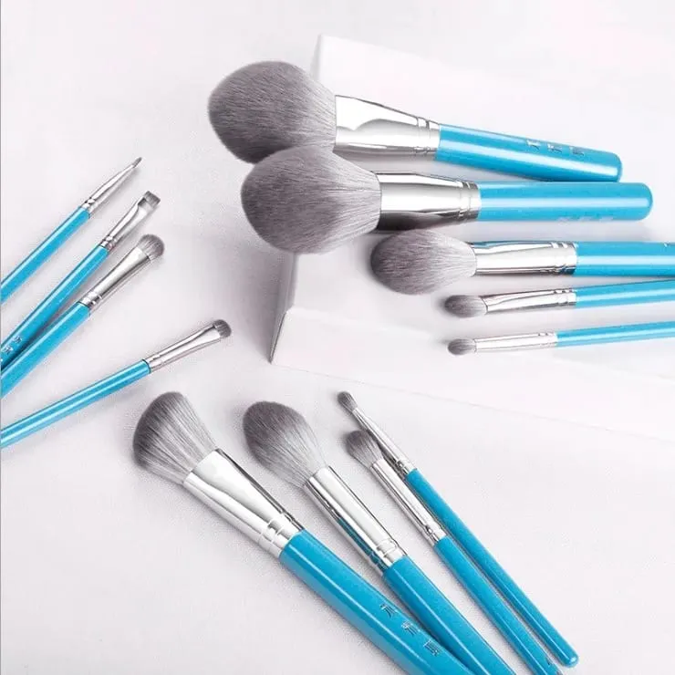 13 pçs/set Azul Pincéis de Maquiagem conjunto inteiro Grande Pó Blush esculpir Sombra compõem kit manchas iluminador sobrancelha pincel labial — image 5