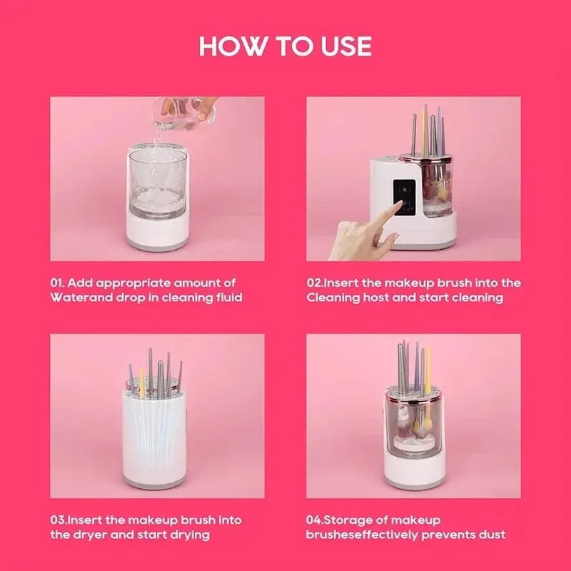 2026 NEUE Elektrische 3 IN 1 Make-Up Pinsel Cleaneing Maschine Make-Up Pinsel Trockner Tragbare Automatische USB Kosmetik Pinsel Reiniger Werkzeug — image 3