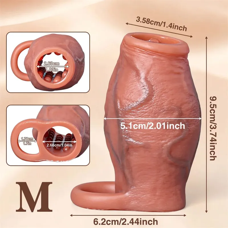 Gode réaliste avec sensation de peau, manchon de pompe à bite, agrandissement du pénis, extension des préservatifs pour hommes, anneau de coq, jouet sexuel pour adulte — image 8