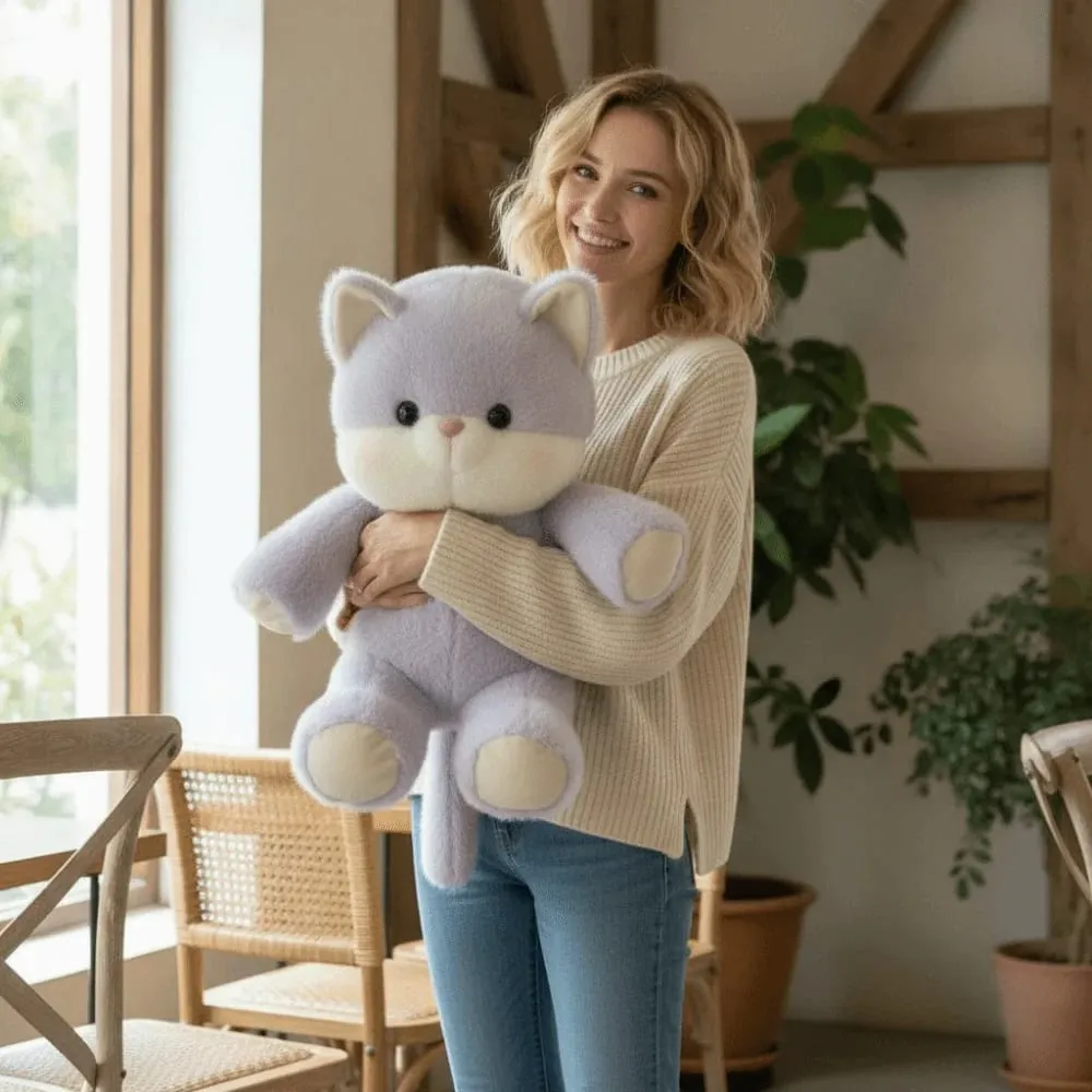 Hadiah Kreatif Bantal Plush Haiwan Boneka Kucing Lembut Mainan Mewah Comel 17.7 inci Sokongan Emosi Mainan Sumbat Corak Kucing — image 5