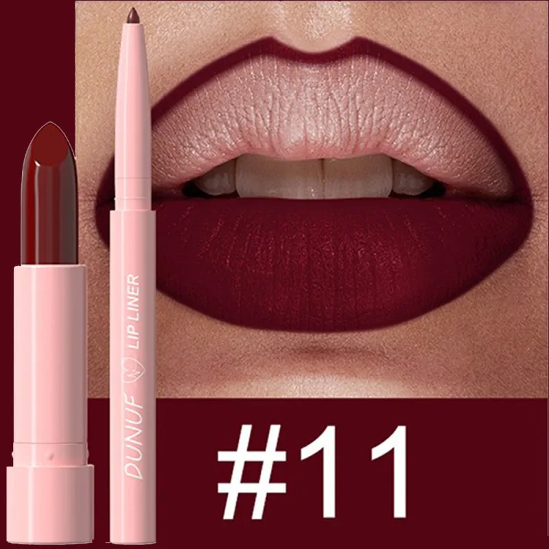 2 ชิ้น/เซ็ตลิปสติก + Lip Liner แต่งหน้าชุด Matte Nude ยาวนานกันน้ำไม่ย้อมสี Tapered Nib Lip Contour ปากกา lip เครื่องสำอาง — image 16