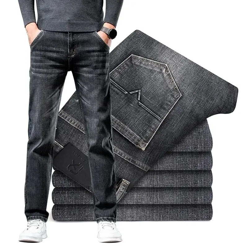 Seluar Jeans Fit Biasa 2026 Gaya Klasik Musim Bunga Musim Panas Baharu Seluar Fabrik Denim Regangan Biru Muda Lelaki Jenama Lelaki — image 5