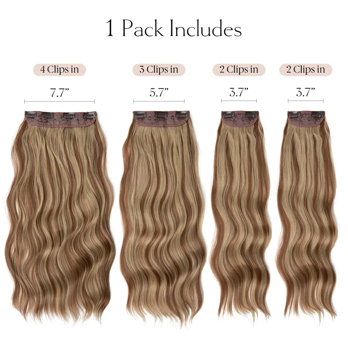 22 "4 sztuk/zestaw syntetyczne doczepiane włosy eleganckie długie faliste grube treski codziennego użytku brązowy blond naturalne sztuczne włosy — image 4