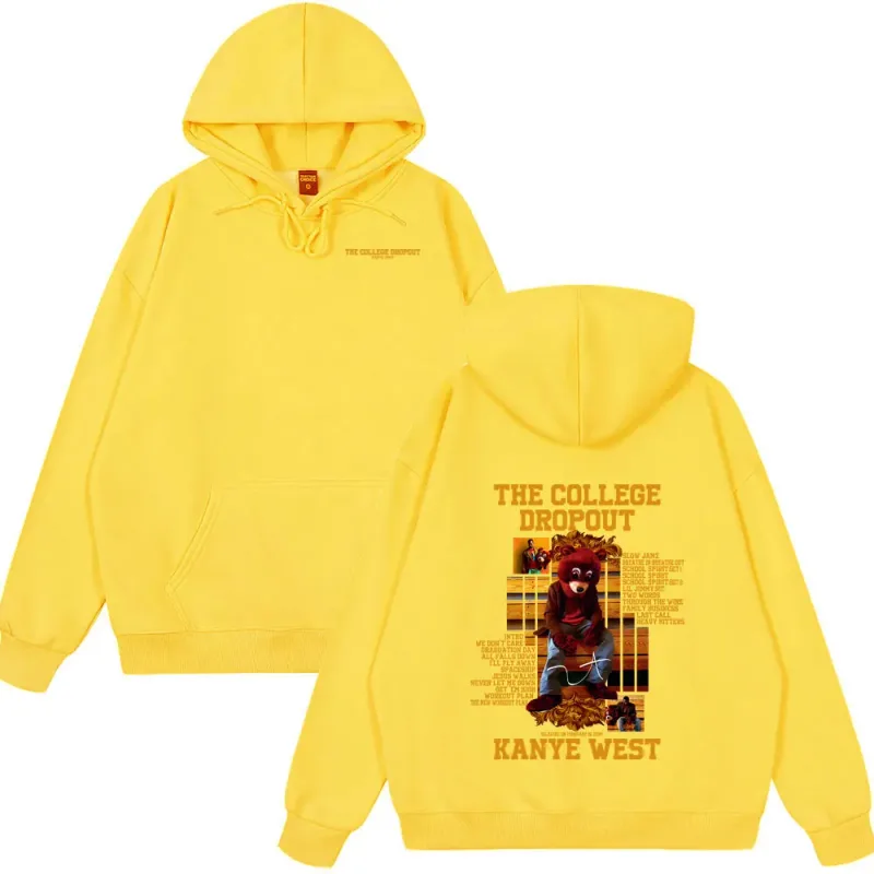 Rapper Kanye West The College Dropout Bear Graphic Hoodies Summer New Style Clothing Hip Hop Oversized Streetwears Spring Wears — image 7