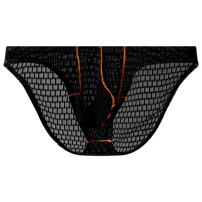 Men Sexy Briefs Underwear Lace Breathable Briefs Underpants U Pouch Ice Silk Ropa Interior Hombre Slips Sissy Panties Cuecas — image 3