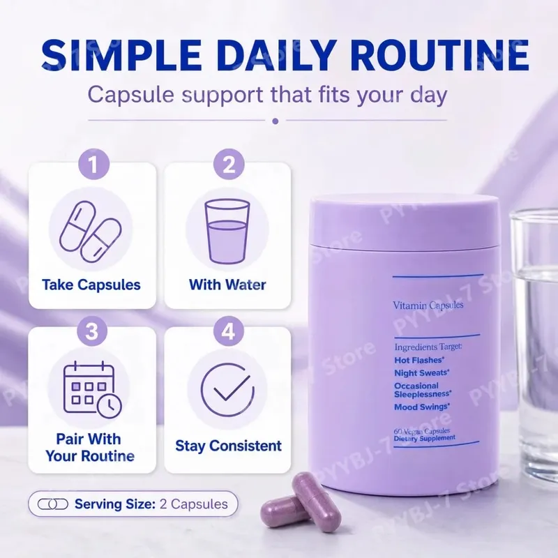 Women Complex Vitamins for Menopause with Vitamin D3 B6 Helps Relieve Night Sweats Mood Swings Health Food Supplement 60 Pieces — image 6