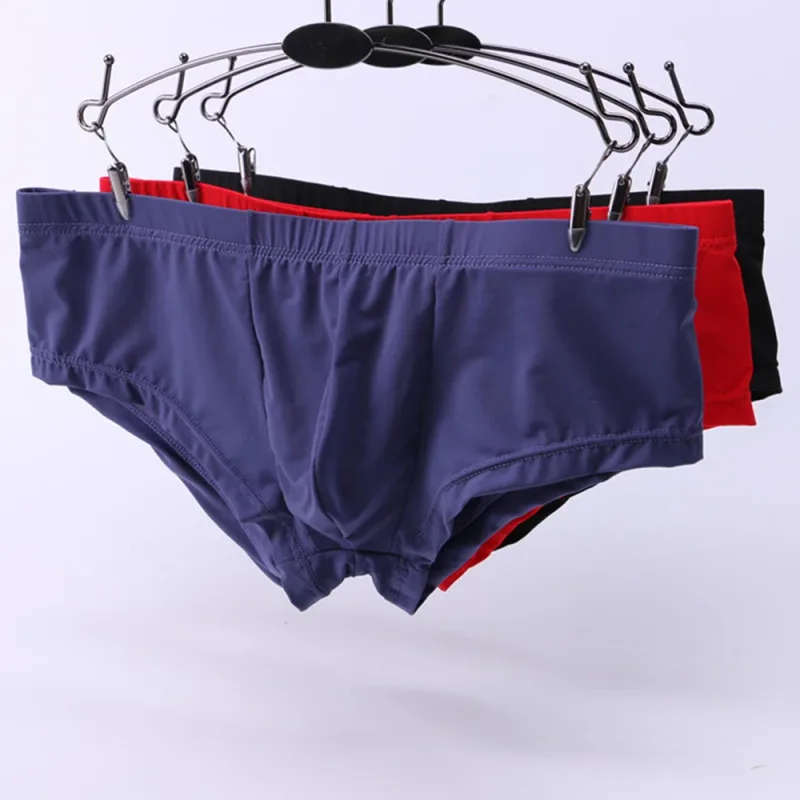 1pc Men's Ice Silk Low Waist Briefs Elastic Solid Color U-Convex Pouch Panties Lingerie Male Underwear Underpants — image 7