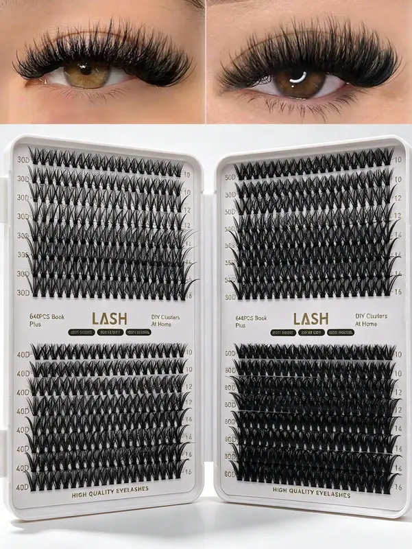640 sztuk DIY klastry rzęs książka mieszana długość 30D 80D D Curl 10-16mm pojedyncze rzęsy strona główna narzędzie do makijażu oczu
