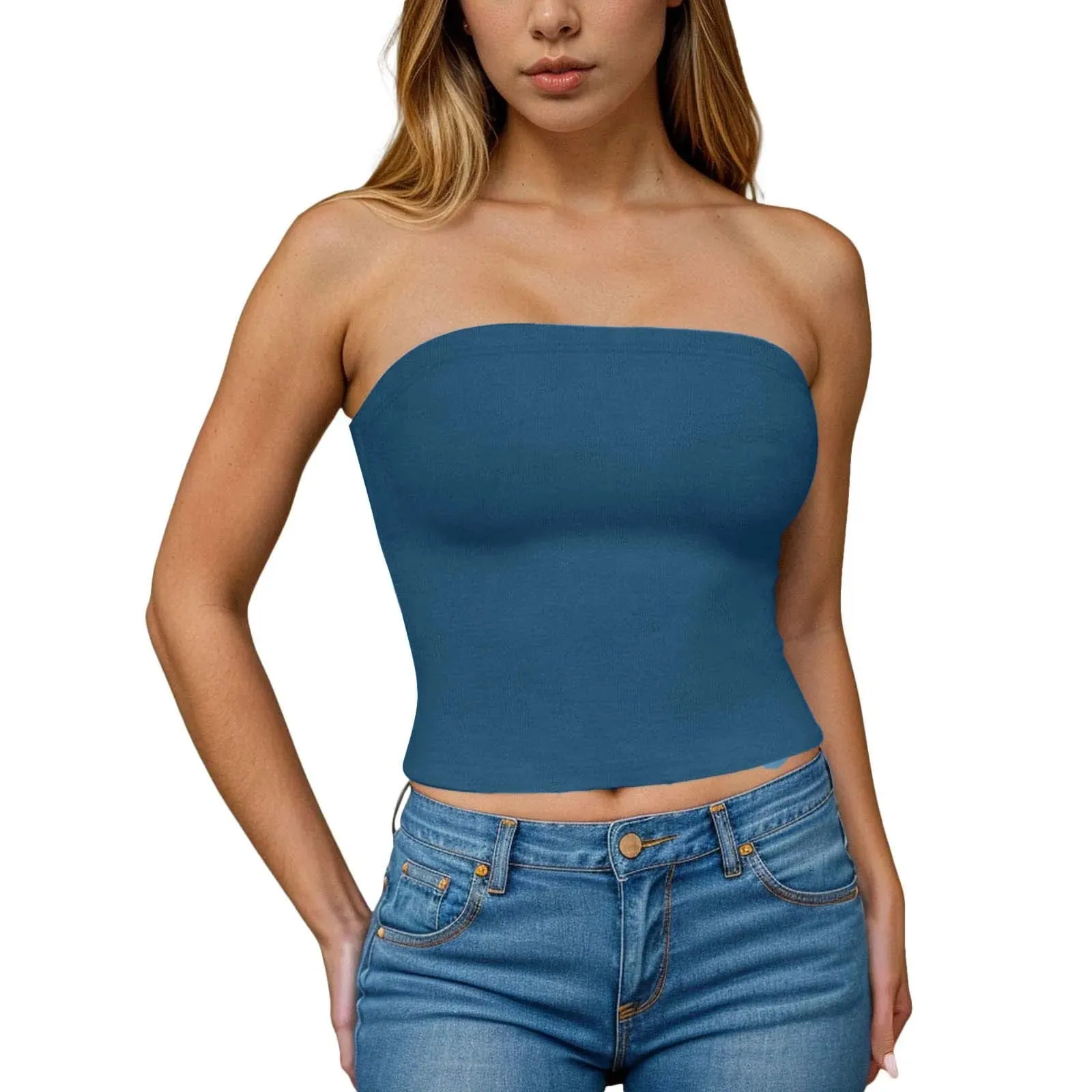 Hauts tubulaires Sexy pour femmes, épaules dénudées, sans bretelles, couleur unie, dos nu, Bandeau, Slim Fit, chemises à bascule, sous-vêtements