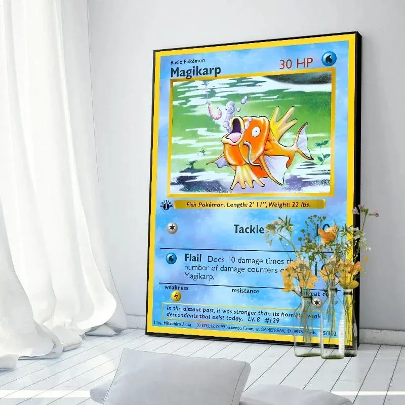 Pokemon Basis ชุด 1996 จาก Engels การ์ด Shining โปสเตอร์ภาพวาดผ้าใบพิมพ์สีน้ำ Wall Art ภาพตกแต่งบ้านของขวัญ