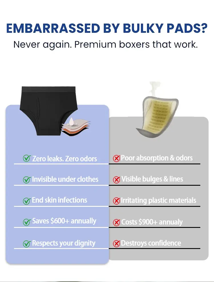 Incontinence hommes slips aîné confortable culotte urinaire inodore boxeurs absorption maximale Boyshorts étanche coton caleçon — image 4