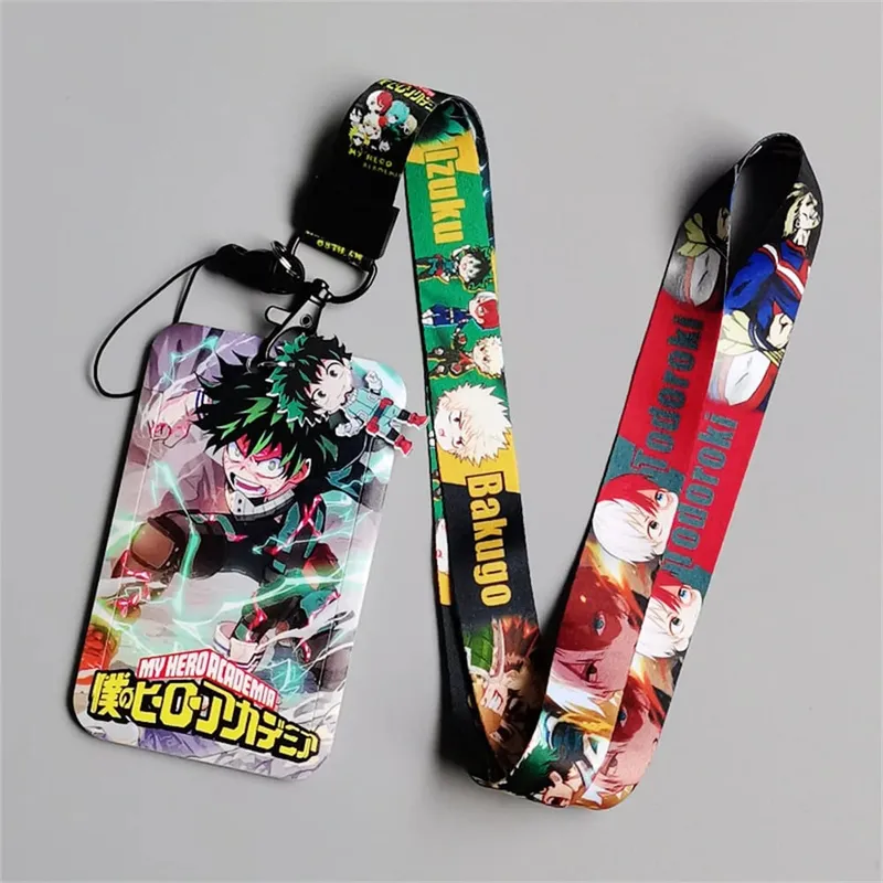 Tokoh My Hero Academia Pemegang Kad Kartun Pelajar Lanyard Telefon Bimbit Kampus Kartun Clutch Deku All Might Pemegang Kad Kartun — image 9