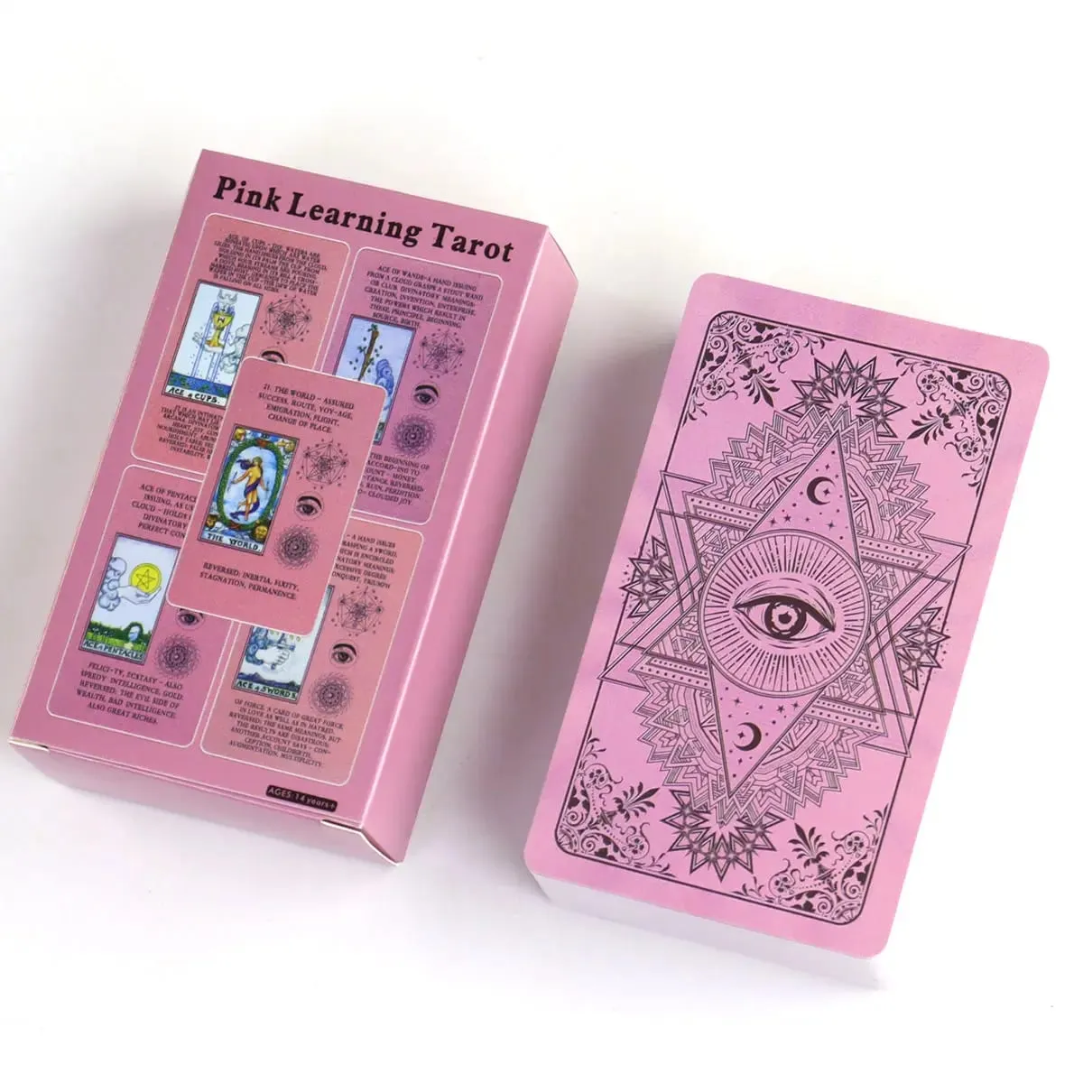 Pink Learning Tarot 78 τμχ Κάρτες Ταρώ με λέξεις-κλειδιά με βάση το σύστημα Rider Waite 10,3*6cm — image 6