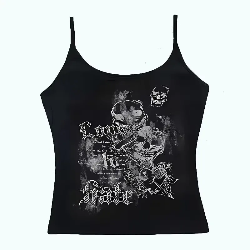 Women Gothic Spider Web Print Cami Tank Top Sleeveless Spaghetti Strap Y2K Slim Cropped Camisole Dark Punk Streetwear Tops — image 11