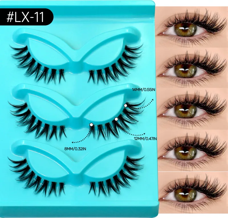 3 paires de cils Manga cils naturels œil de chat bande transparente faux cils aspect naturel faux cils bandes maquillage — image 8