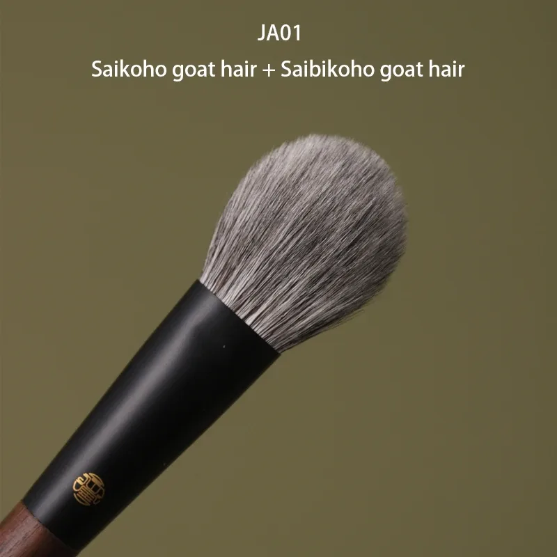 Professionelle håndlavede makeup børster 1 PC blødt egern Ræve Heste Gedehår Fladt Runde Blush Børste Valnød Håndtag Make Up Børste — image 8