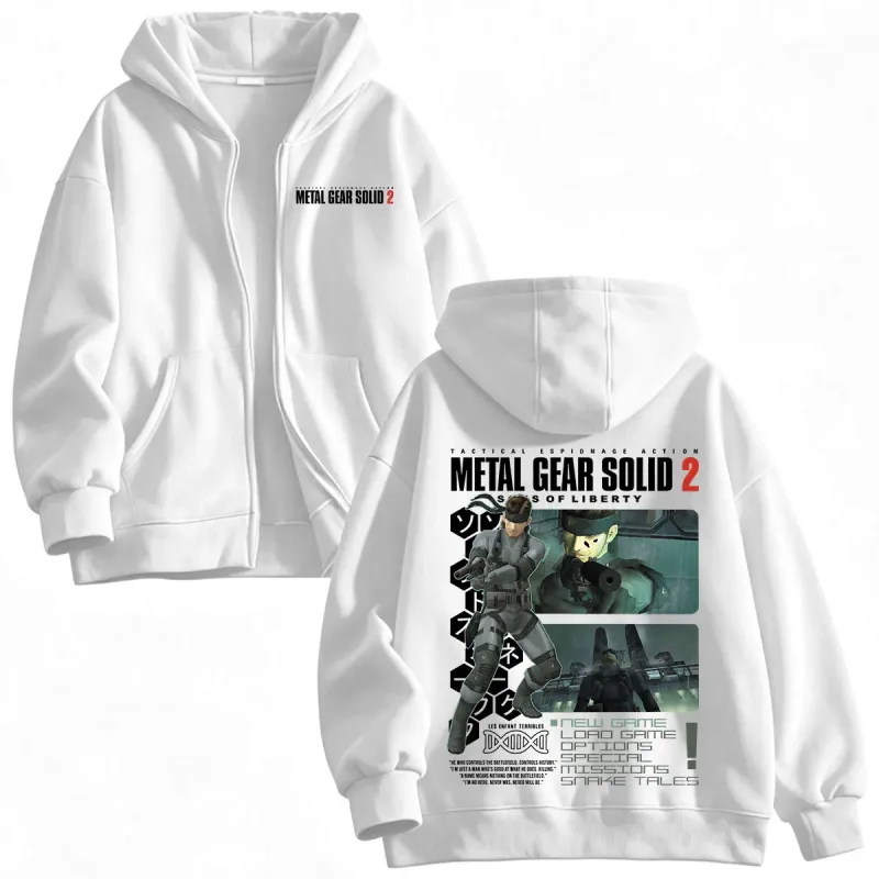 Metal Gear Solid 2 Sons of Liberty MGS2 Solid Snake Game Zipper Sweat à capuche pour homme Femme Polaire Zip Up Sweats à capuche Vestes Manteaux — image 3