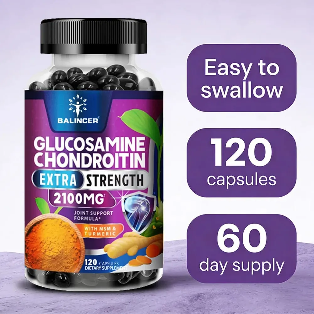 Glucosamine Chondroitin แคปซูลที่มีรากขมิ้นสำหรับสนับสนุนความเครียดบรรเทากระดูก & ภูมิคุ้มกันสุขภาพอาหารเสริม — image 6
