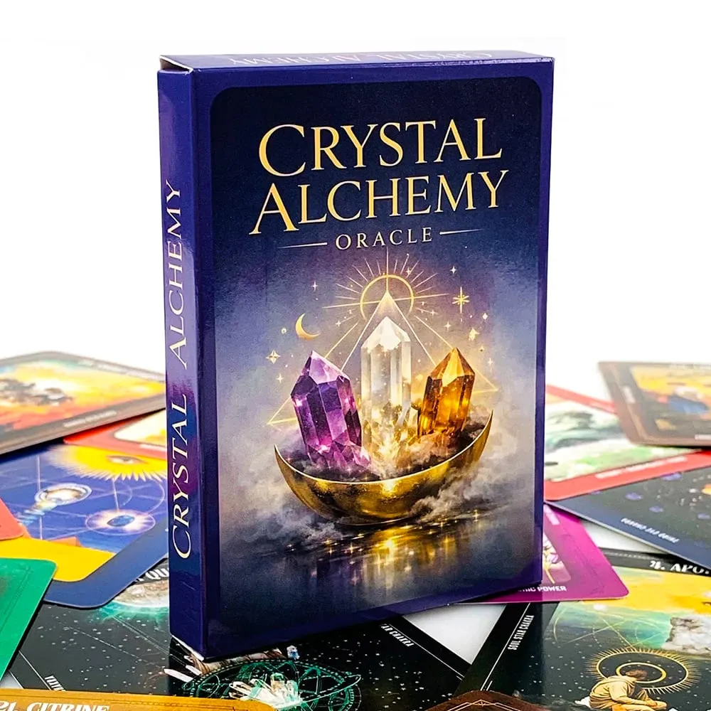 Cartas de oráculo de alquimia de cristal, cubierta de adivinación, curación de cristal, guía espiritual, juego de mesa de Tarot para lectura del destino, brujería — image 1