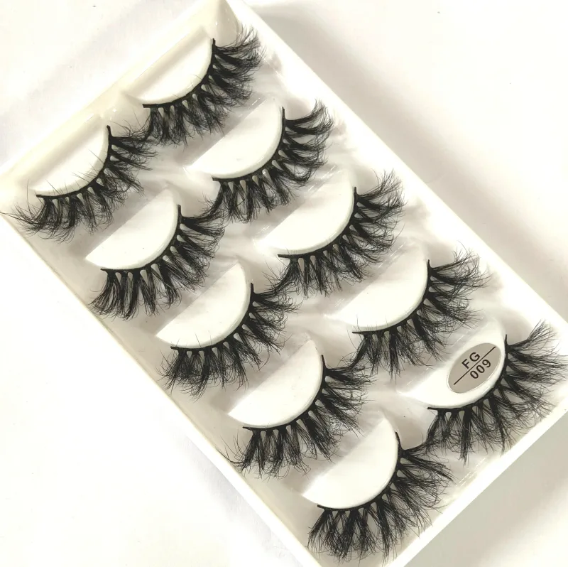 5 Pasang Bulu Mata Mink Buatan Tangan Bulu Mata Palsu Pendek Lebat Asli Bulu Mata Berantakan Panjang Bulu Mata Makeup Peringkat Boleh Diguna Semula — image 43