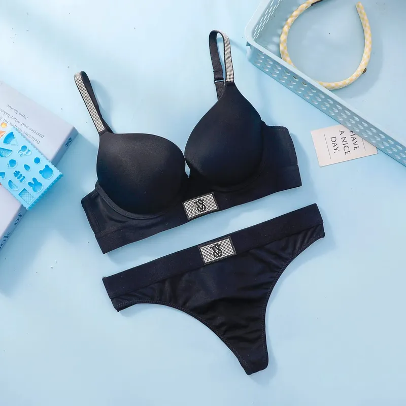 Victoria Secret Very Sexy Logo Shine Strap Push Up Bra Shine Script Thong Panty Women Lace Lingerie Set Hot Trending — image 3
