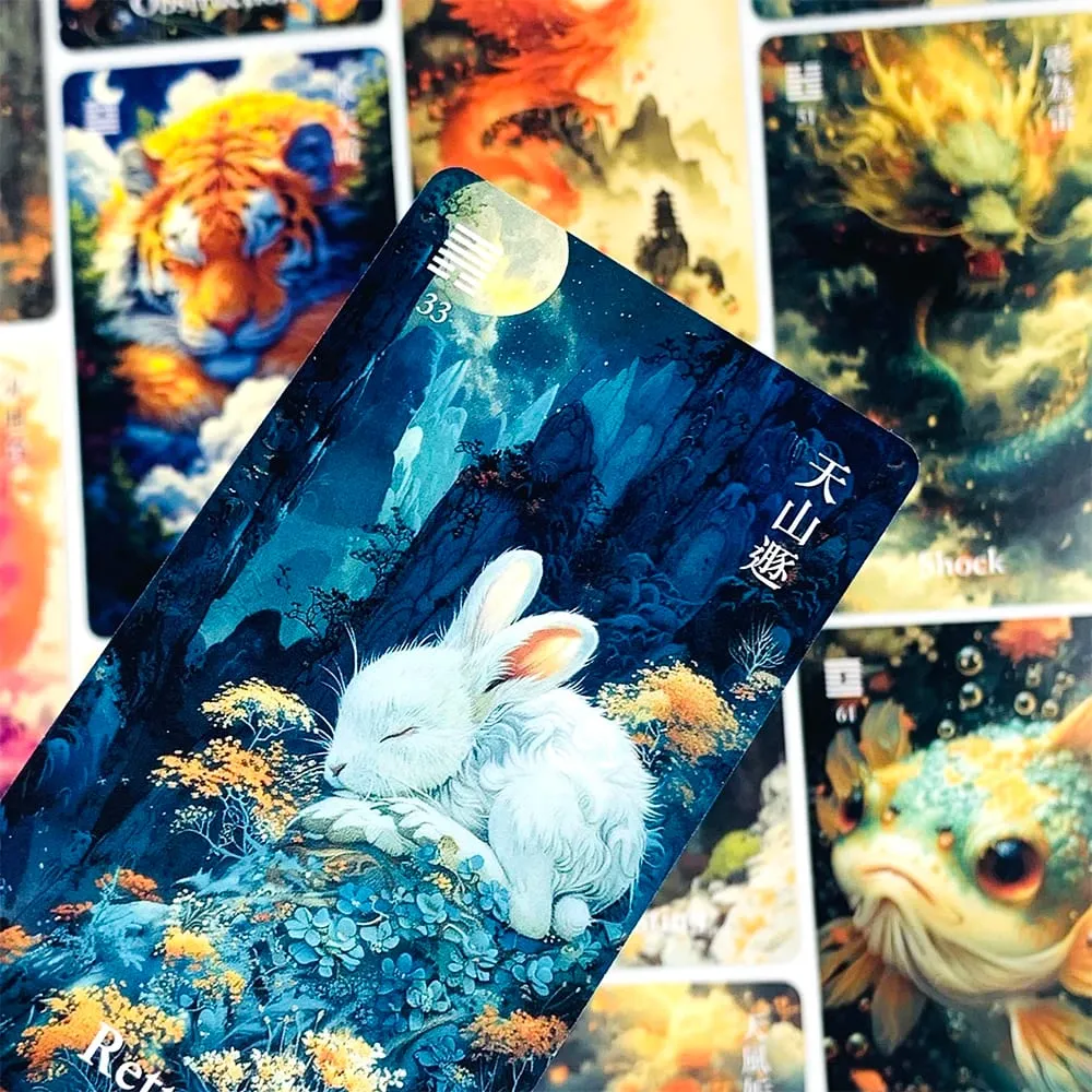 ใหม่ Oracle Dragon Deck การ์ดทำนาย 64 ใบพร้อม Hexagrams แบบดั้งเดิมและศิลปะสัตว์ลึกลับ คำแนะนำทางจิตวิญญาณและนักสะสม — image 5
