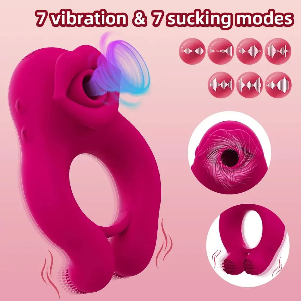 Menghisap Lidah Menjilat Kelentit Perangsang Ejakulasi Tertunda Ejakulasi Cincin CockCincin Perangsang Kelentit Skrotum Massager Erotik SeksMainan untuk Pasangan — image 2