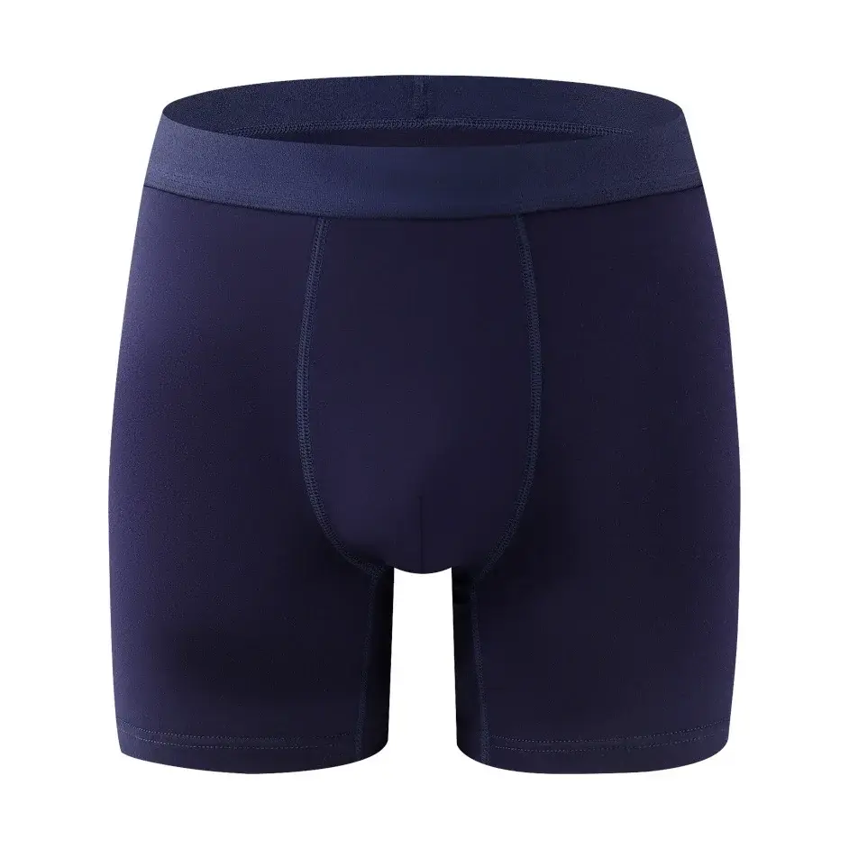 Boxer en fibre de bambou pour homme – Sous-vêtement doux de couleur unie avec taille sans couture et pochette profilée