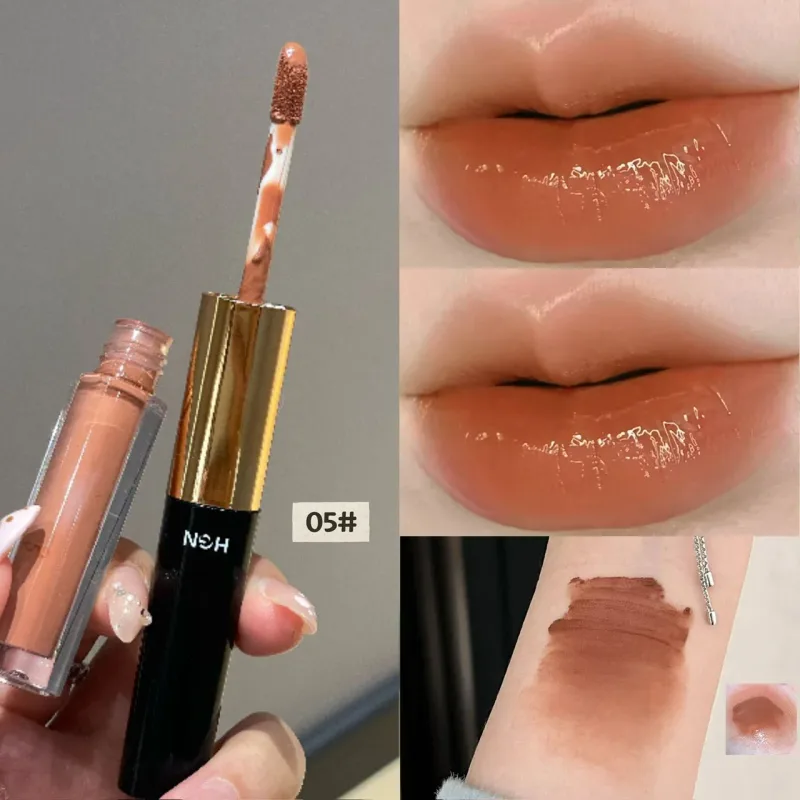 Hgn Dual Ended Matte and Gloss Lip Gloss ลิปกลอสเนื้อแมตต์ ดิวอี้ เคลือบเงา สีติดทนนาน ปรับโทนสีผิวให้กระจ่างใส แต่งหน้าได้หลากหลายสไตล์ — image 12