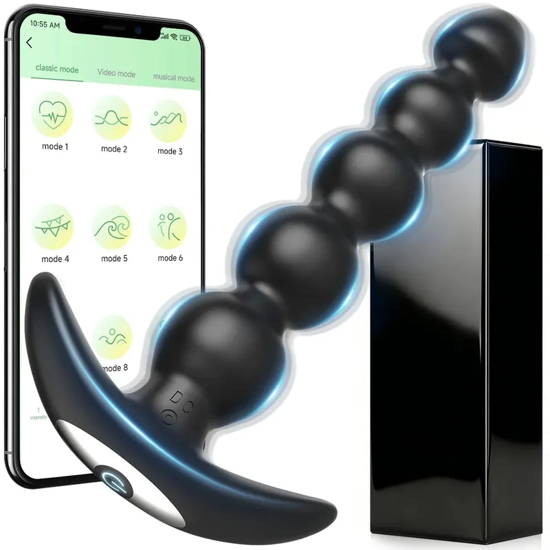 Bezdrátový dálkový anální kolík 10 s vibračním režimem Vibrátor pro masáž prostaty APP Ovládání anální zástrčky Sexuální hračky pro dospělé pro ženy Muž Gay