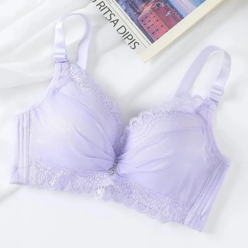 Ultra-Thick Push Up Bra with Side Support 8cm Thick Cups Lace Gathered Lingerie Wireless Full Coverage Bra for A/B Cup — image 10