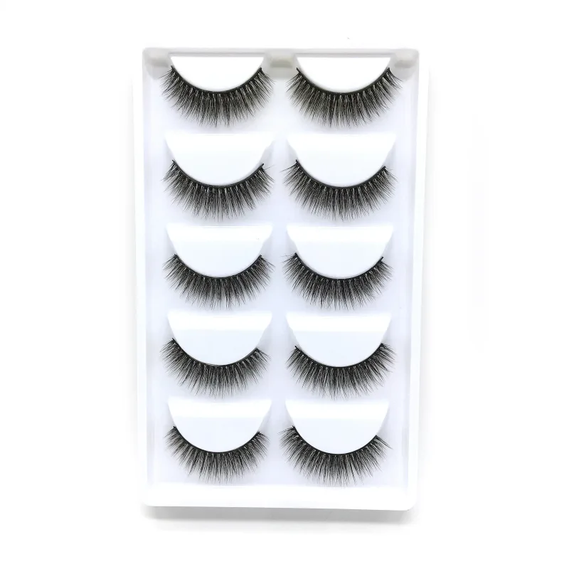 5Pairs 3D Handmade Fake Eyelashes Natural Long Thick Daily Makeup Thick Cross Eyelashes Eye Lashes — image 13