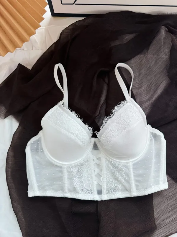 บราลูกไม้ก้างปลาสุดหรูสำหรับคนอกเล็ก | ดันทรง Underwire แบบนุ่ม Anti-Sag | ยาเพิ่มไขมันข้างเหน็บ | เซ็กซี่ Tushy G & กางเกงใน — image 10