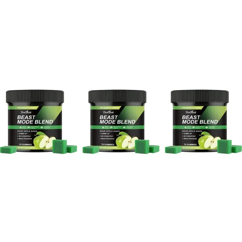 Docteat Beast Mode Blend Caramelle gommose pre-allenamento Supporto energetico e resistenza per allenamenti di forza e giornate attive in palestra 70 conteggi — image 9