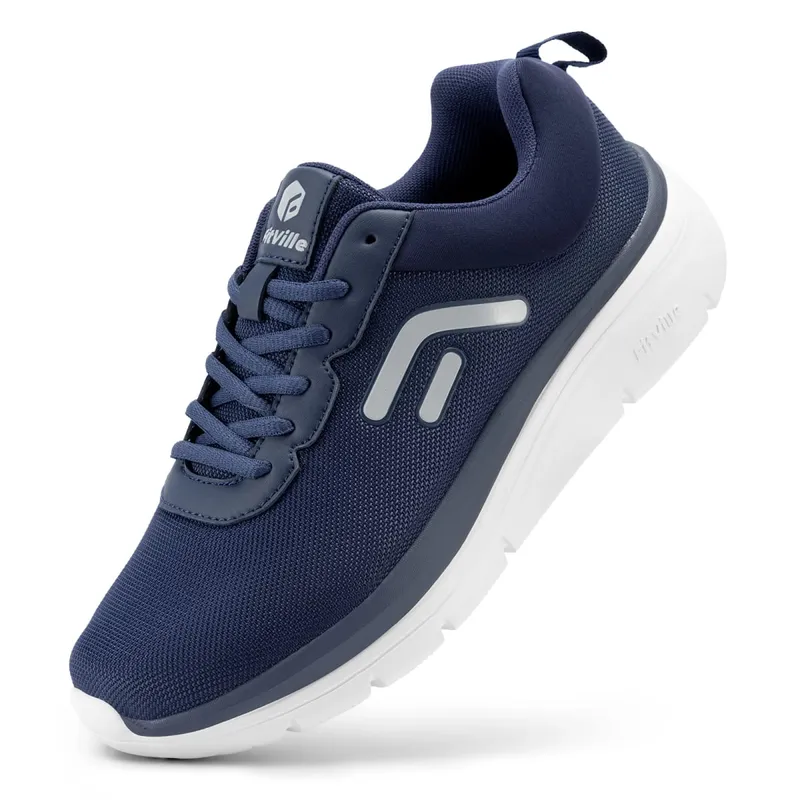 FitVille Wanderschuhe für Herren, breite Breite, dicke Sohle, leichte, atmungsaktive Sneakers, Schuhe zur Schmerzlinderung bei Plantarfasziitis