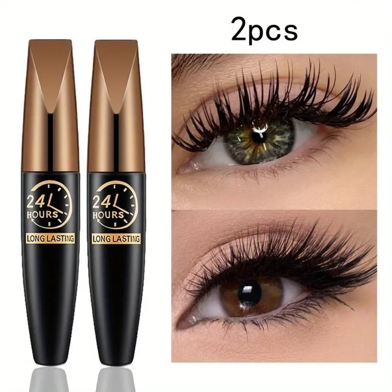 2ks/set 8D Curling Waterproof Mascara Long Lasting Fiber Formula Zvyšuje objem řas a design oční make-up šetrný k CurTravel