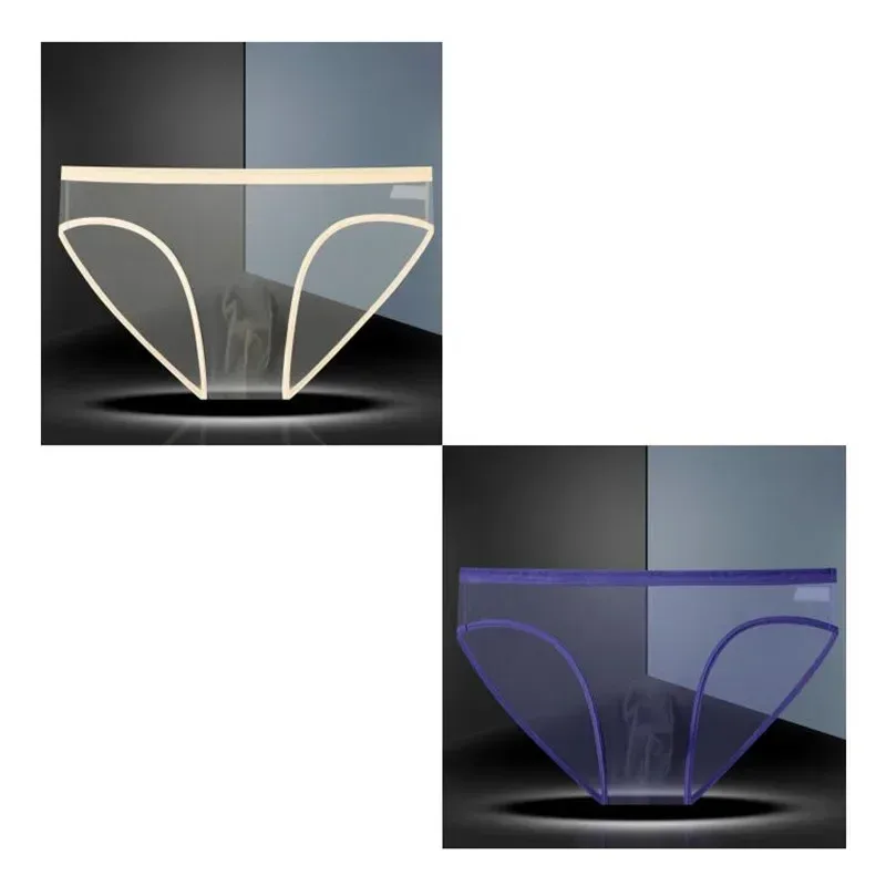 Transparente Unterwäsche Hot Man Pants Ultradünne Perspektive Mid-Rise Male Mesh Slips Homme Höschen Plus Size
