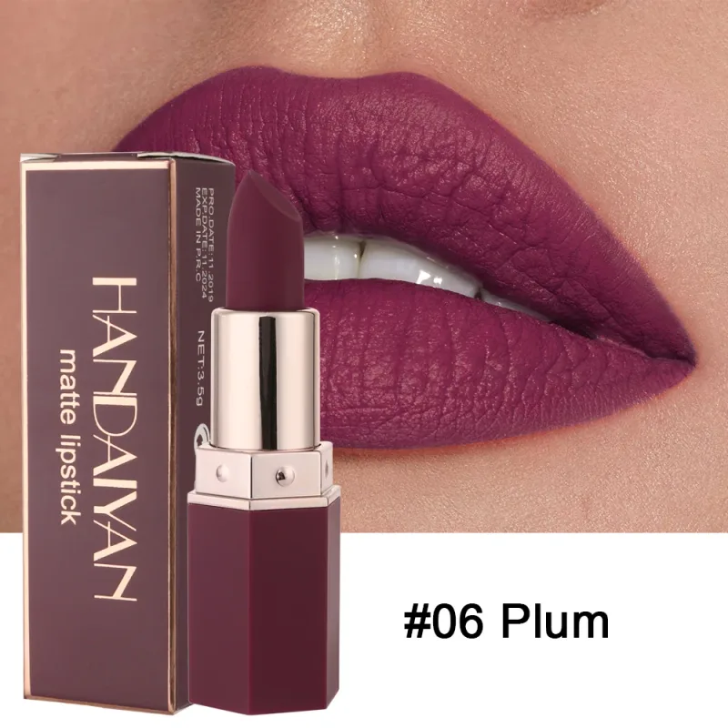 Moisturizing Matte Lipstick 6 Shades Long Lasting Non Transfer Nude Lip Gloss HANDAIYAN Cosmetics For Ladies — image 9